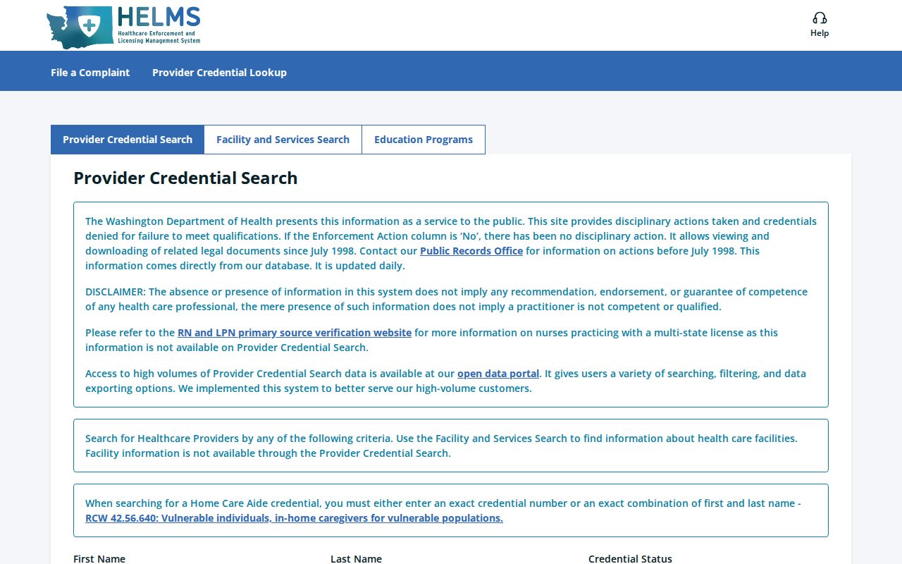 Silver Firs people search using the health credential directory