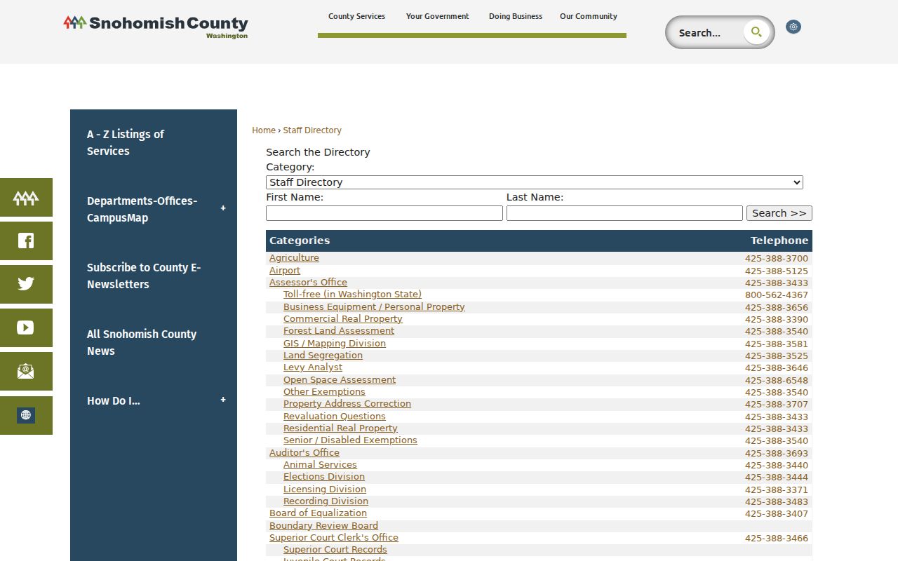Silver Firs people directories county department search